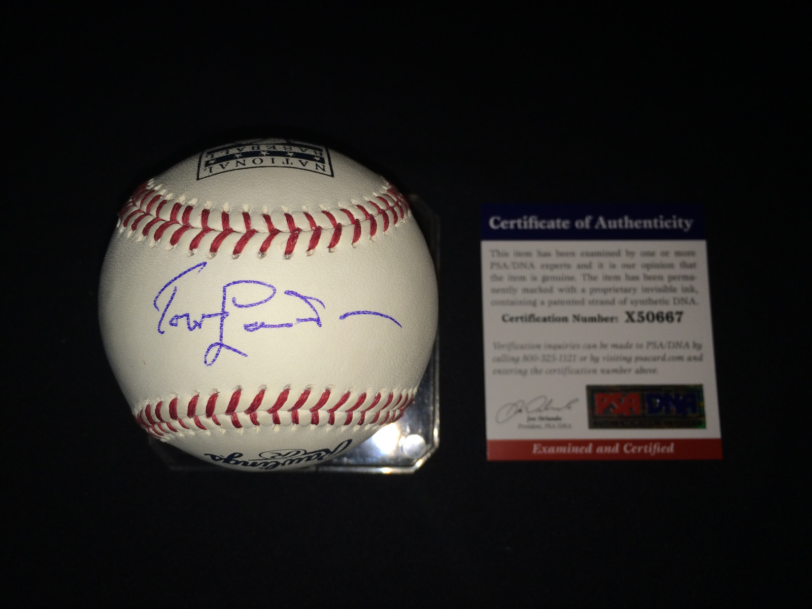 Tommy Lasorda Signed Auto Official HOF Logo Baseball Los Angeles Dodgers PSA #6