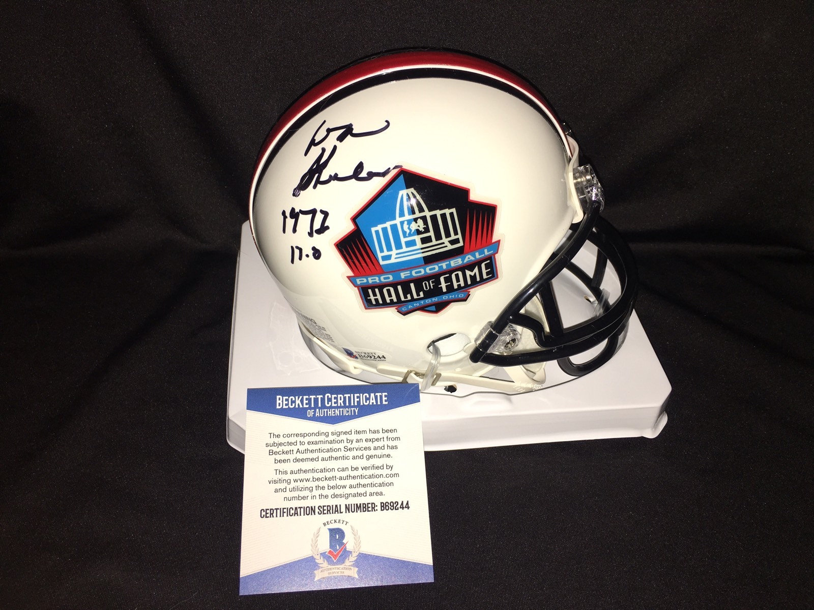 Don Shula Signed Official Hall Of Fame Mini Helmet Dolphins Perfect Beckett #2
