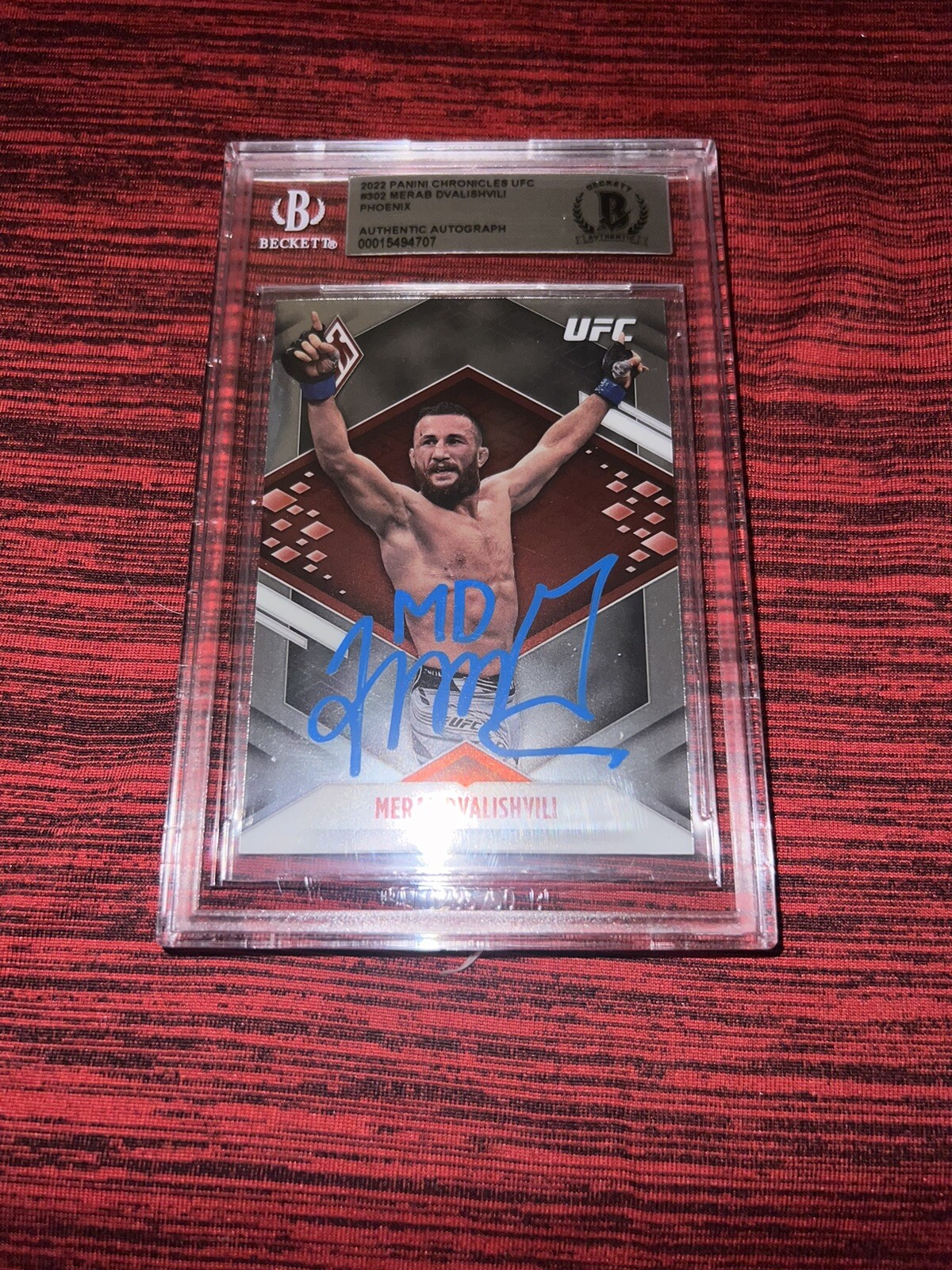 Merab Dvalishvili Signed 2022 Panini Chronicles UFC Trading Card Beckett