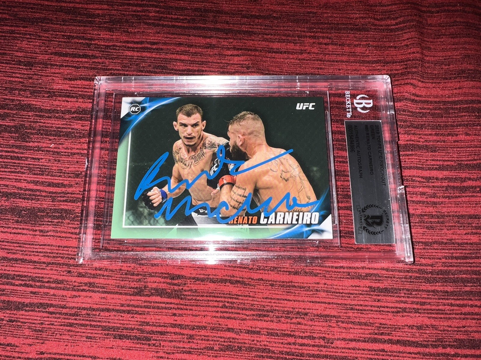 Renato Moicano Signed 2019 Topps Knockout Green UFC Trading Card Beckett