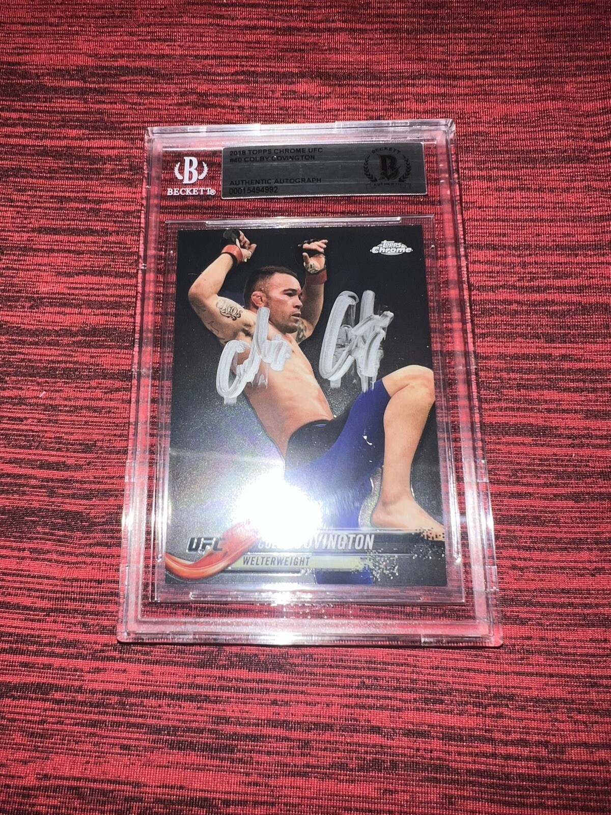 Colby Covington Signed 2018 Topps Chrome UFC Trading Card champ Beckett