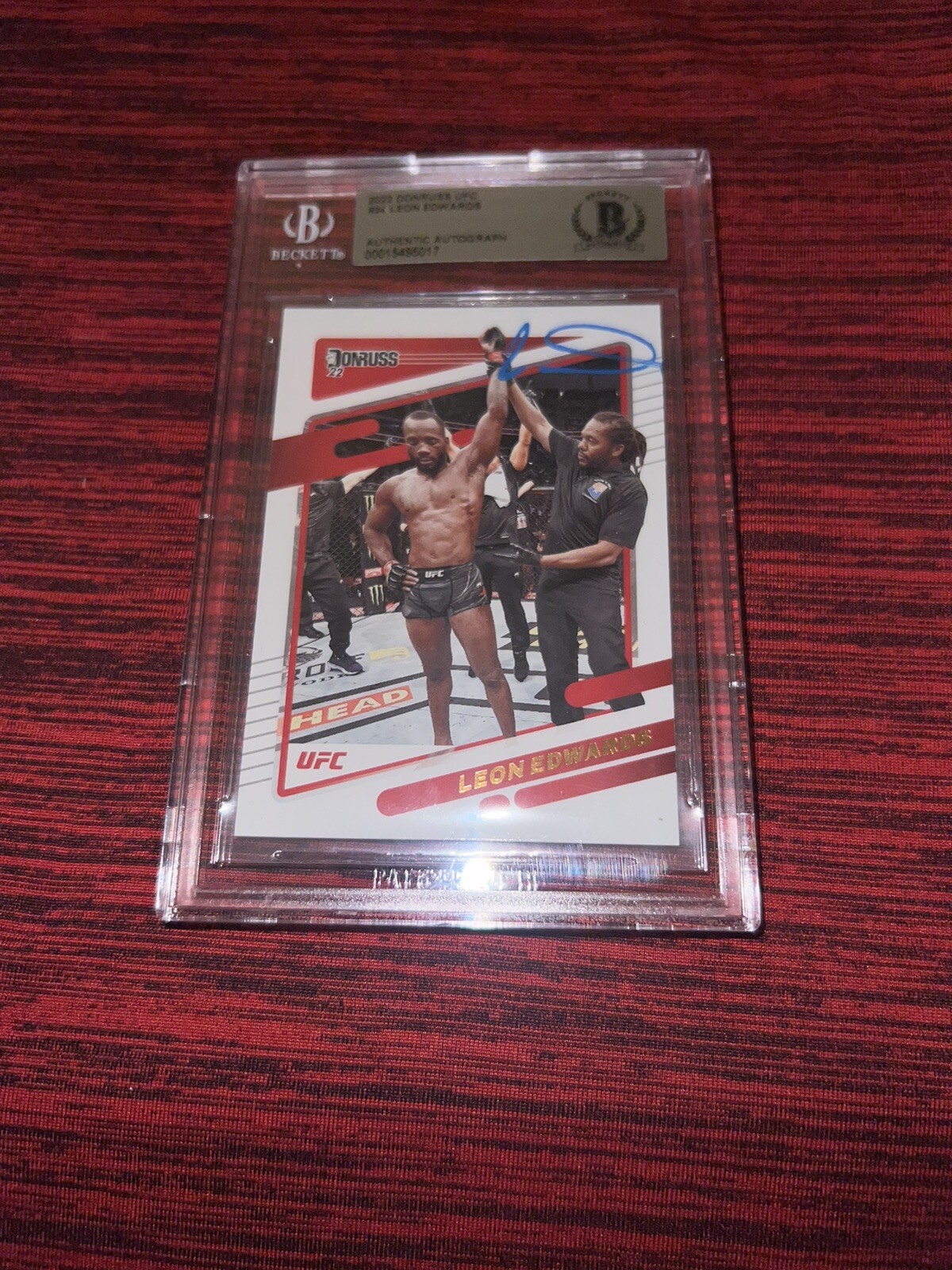 Leon Edwards Signed 2022 Donruss UFC Trading Card Champ Beckett