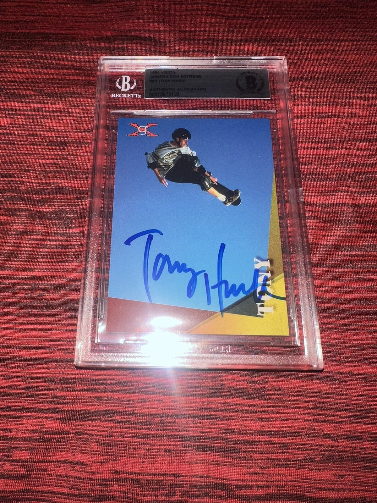 Tony Hawk Signed 1994 Vision Generation Extreme Trading Card Legend Beckett