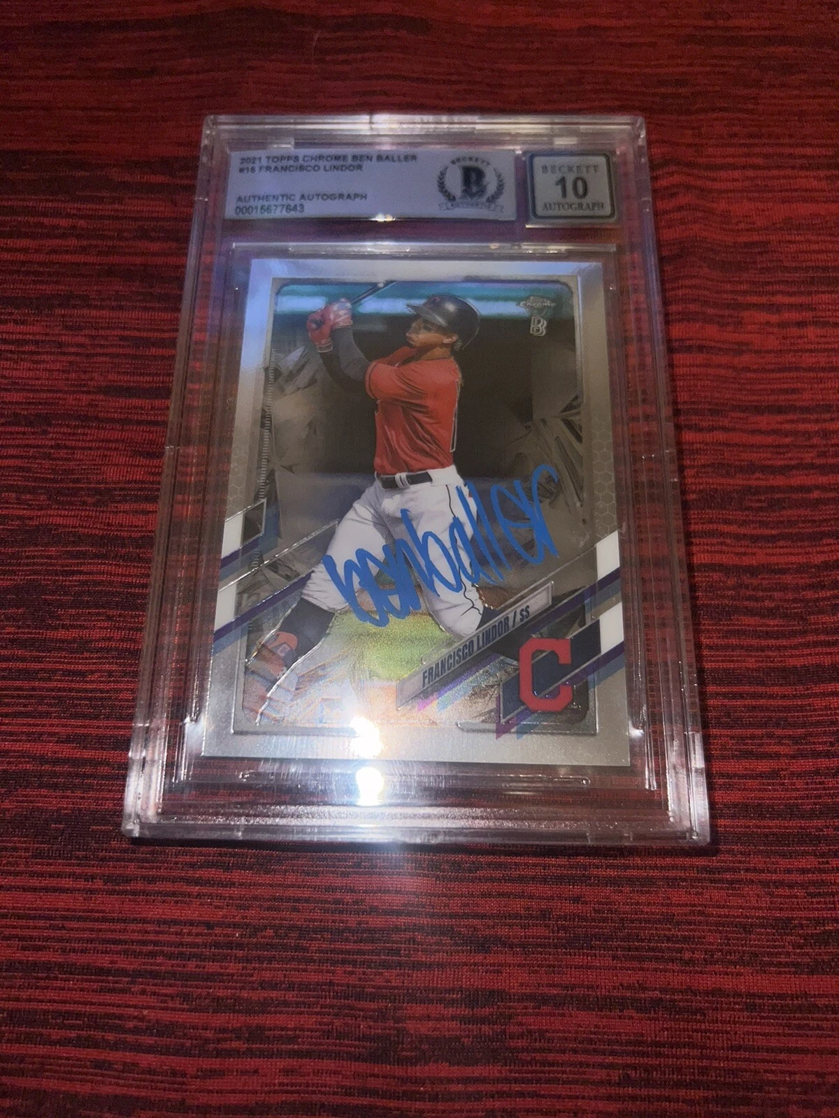 Ben Baller Signed 2021 Topps Chrome Francisco Lindor Trading Card Beckett 10