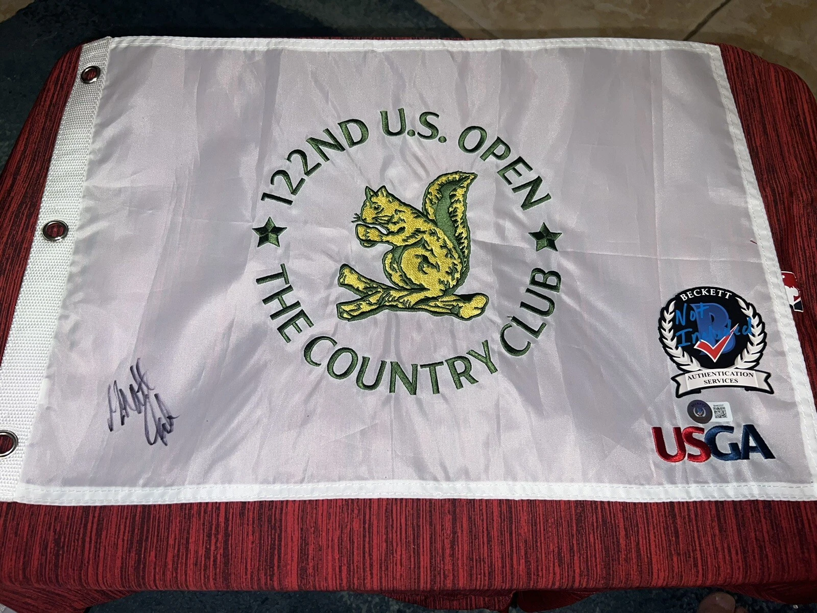 Matt Fitzpatrick Signed Official 2022 US Open Flag The Country Club Beckett