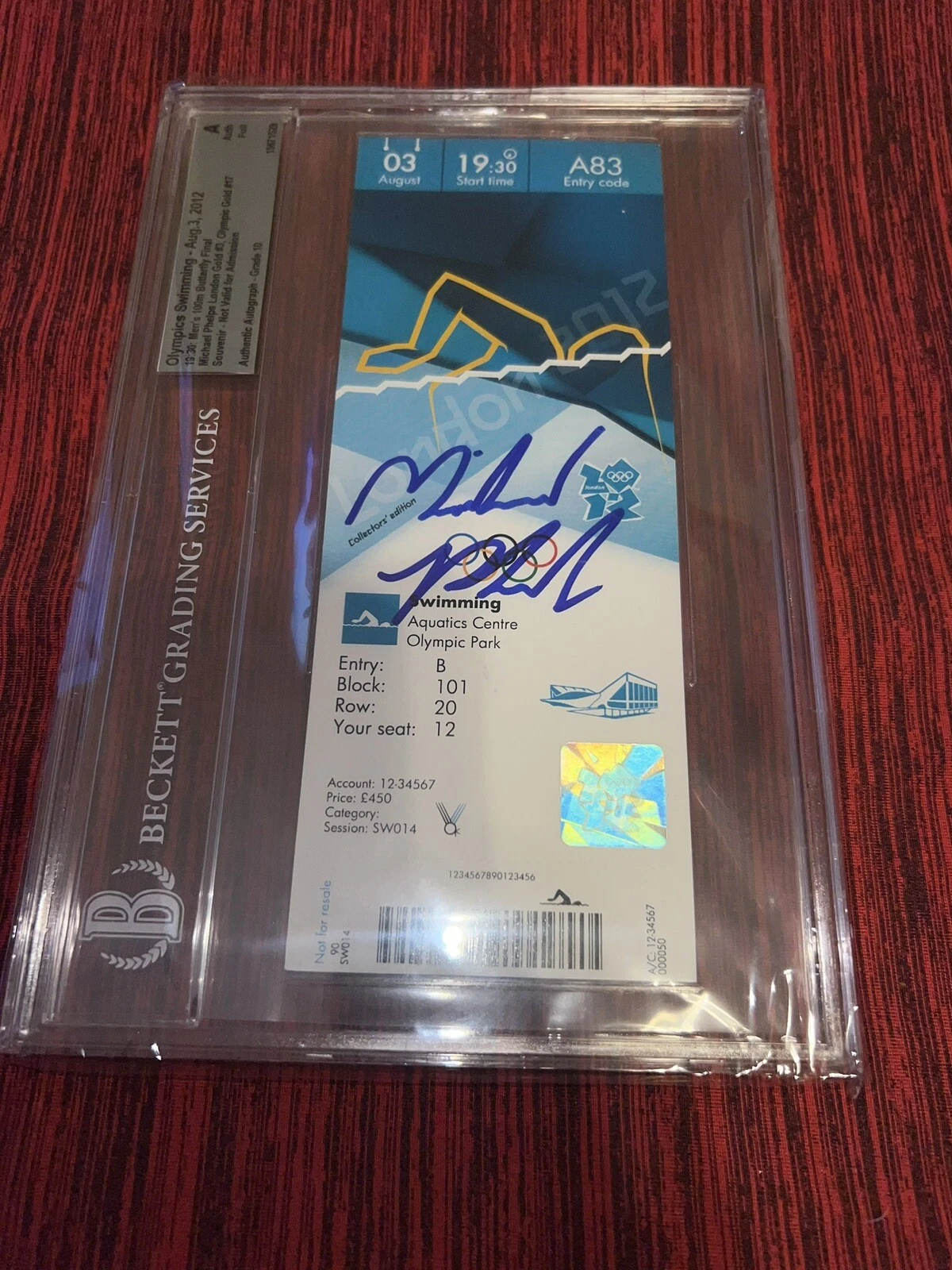Michael Phelps Signed London 2012 Olympic Ticket 28 Gold Medals USA BAS Auto 10