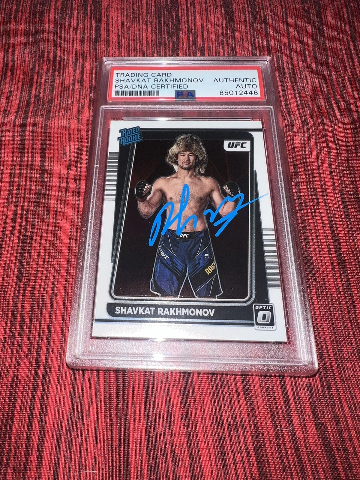 Shavkat Rakhmonov Signed 2022 Panini Donruss Optic Rated Rookie UFC Card PSA/DNA