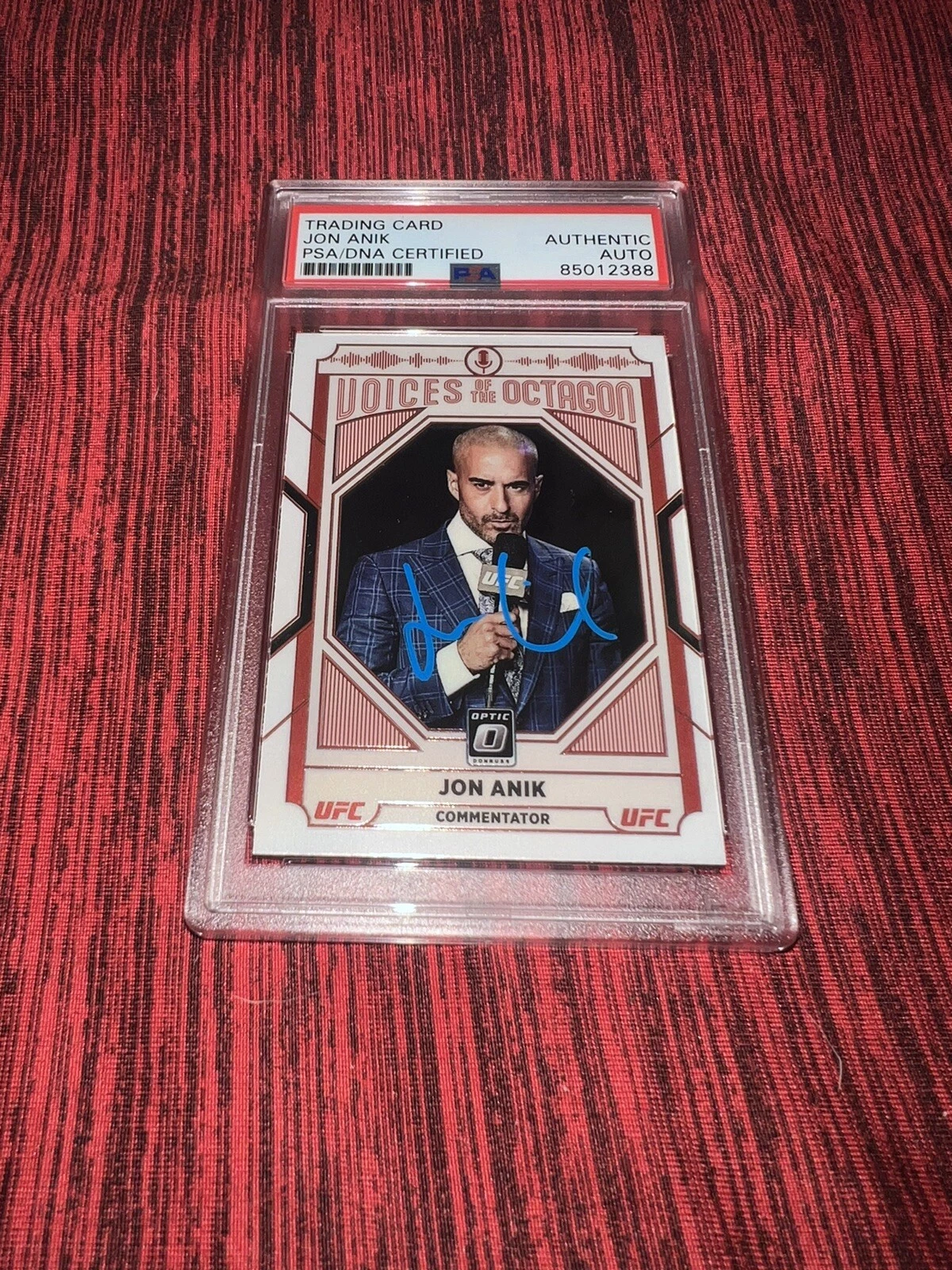 Jon Anik Signed 2022 Panini Donruss Optic VOTO UFC Trading Card PSA/DNA