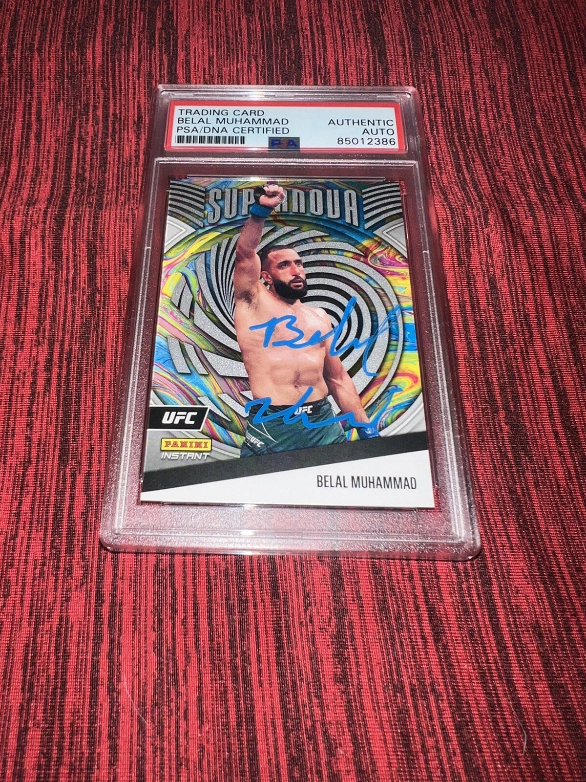 Belal Muhammad Signed 2022 Panini Instant Supernova UFC Trading Card PSA/DNA