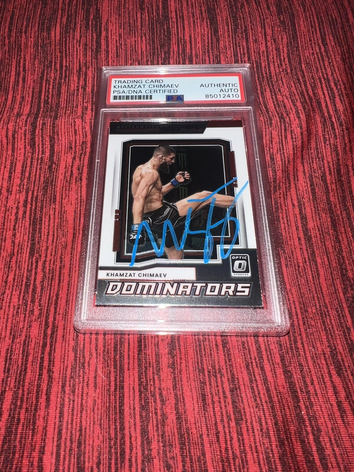 Khamzat Chimaev Signed 2022 Panini Optic Dominators UFC Trading Card PSA/DNA