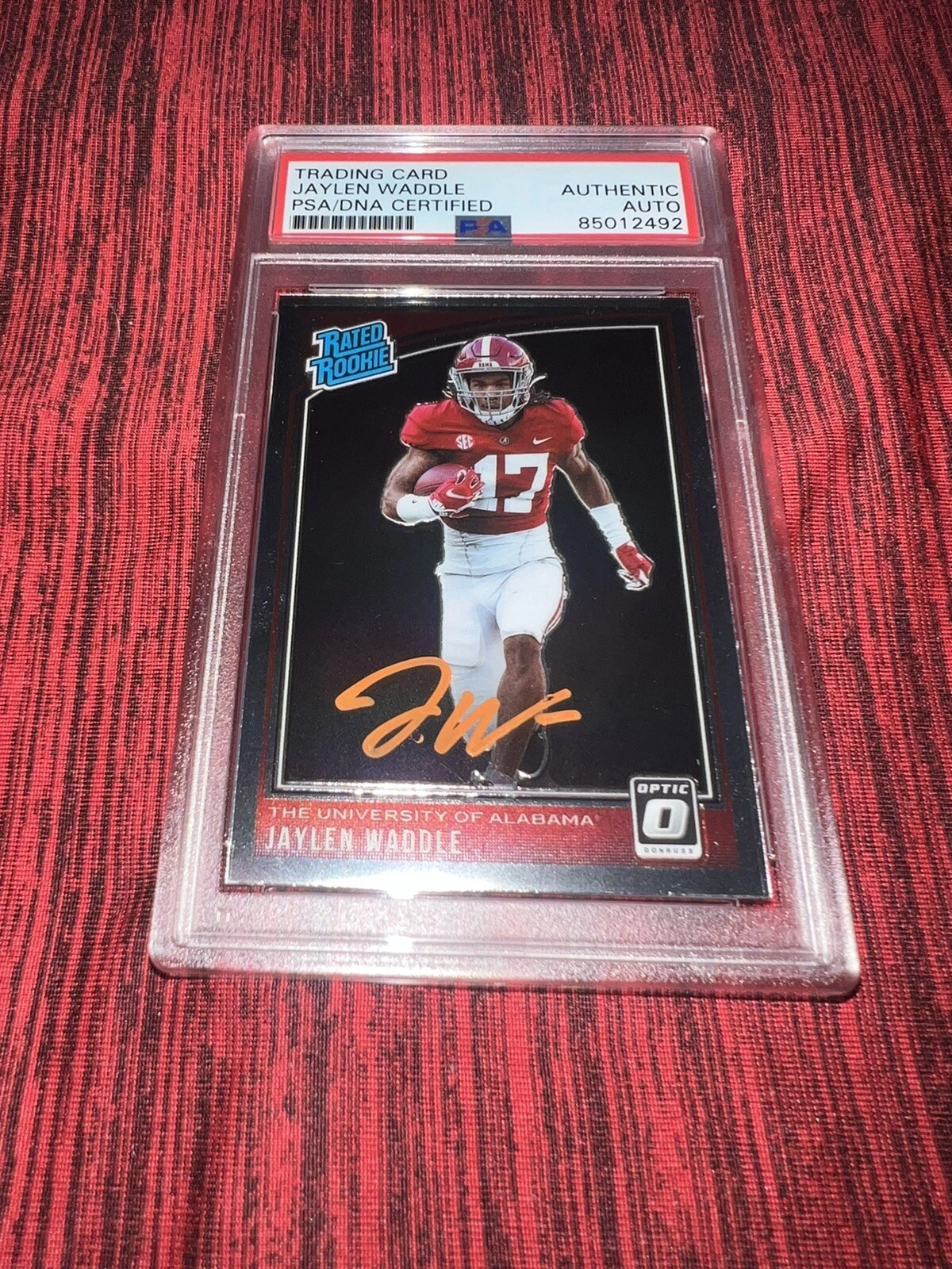 Jaylen Waddle Signed 2021 Panini Chronicles Optic Rookie Trading Card PSA/DNA