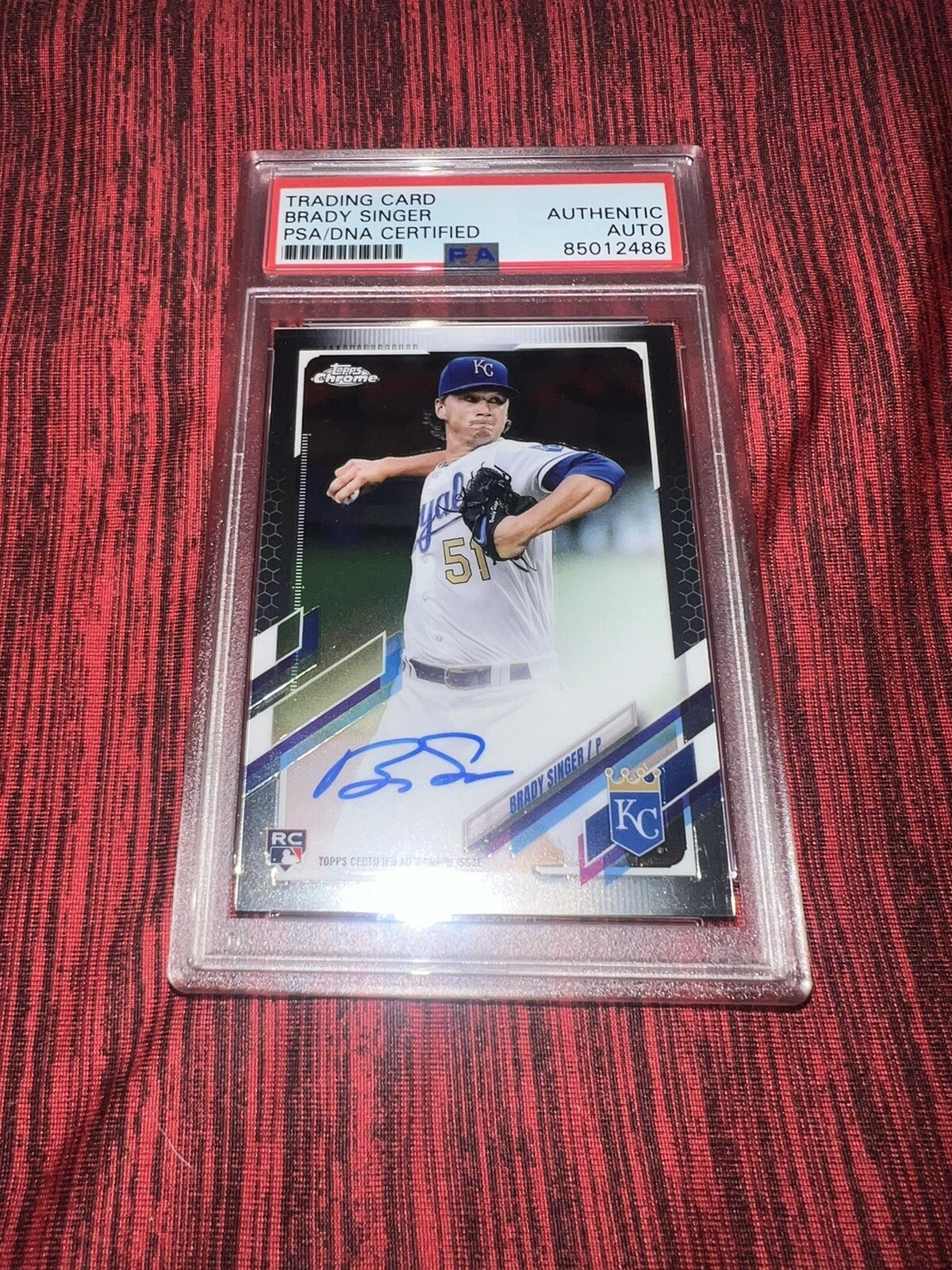 Brady Singer Signed 2021 Topps Chrome Certified Trading Card Royals PSA/DNA