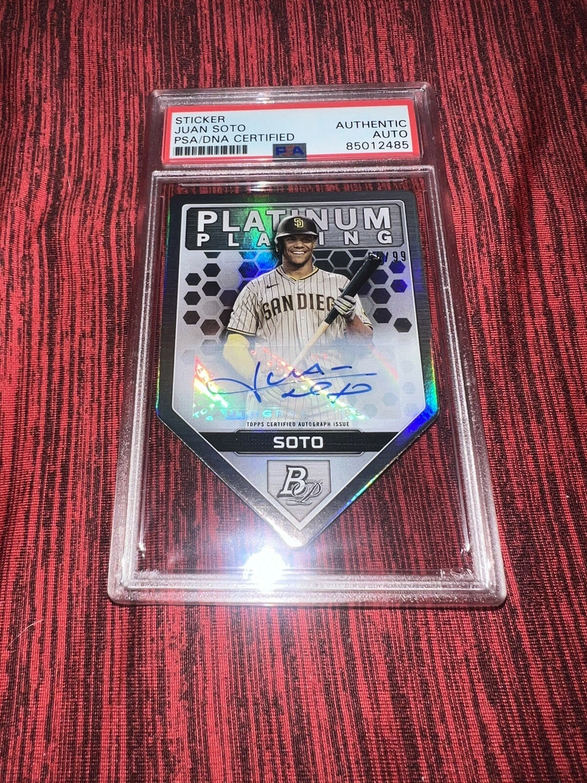 Juan Soto Signed 2022 Topps Platinum Plating Certified Trading Card /99 PSA/DNA