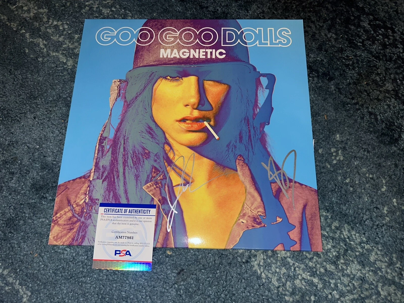 John Rzeznik & Robby Takac Signed Magnetic Vinyl Album Goo Goo Dolls PSA/DNA