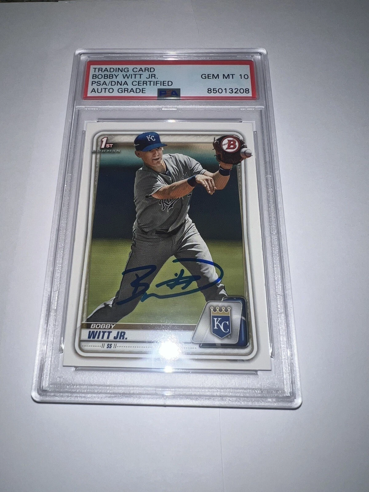 Bobby Witt Jr Signed 2020 Topps 1st Bowman Trading Card KC Royals PSA Gem 10