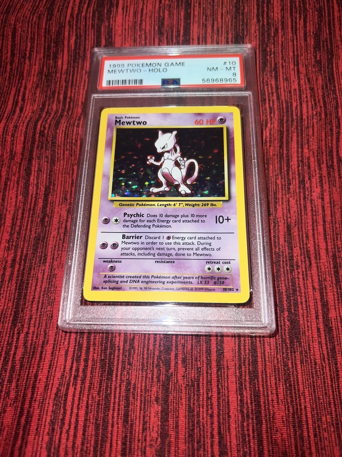 POKéMON 1999 MEWTWO HOLO #10 PSA NM 8 COLLECTIBLE MEMORABILIA