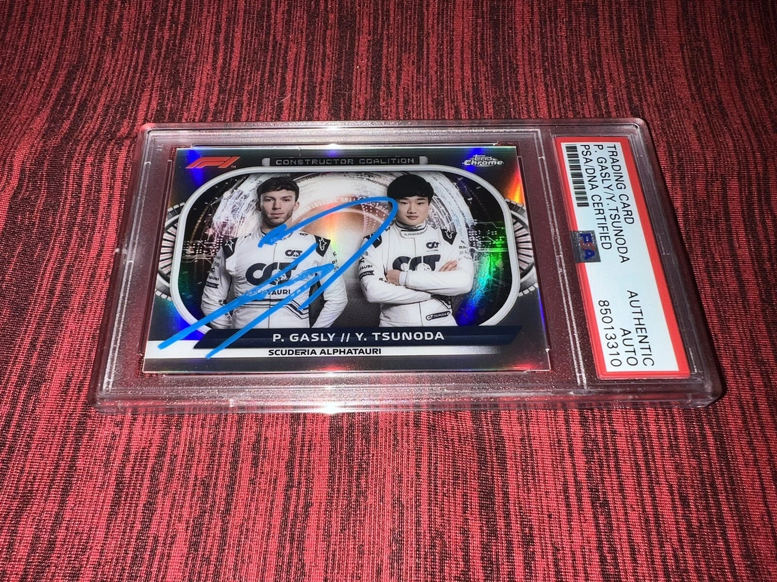 Yuki Tsunoda & Pierre Gasly Signed 2022 Topps Chrome F1 Card Alphatauri PSA/DNA
