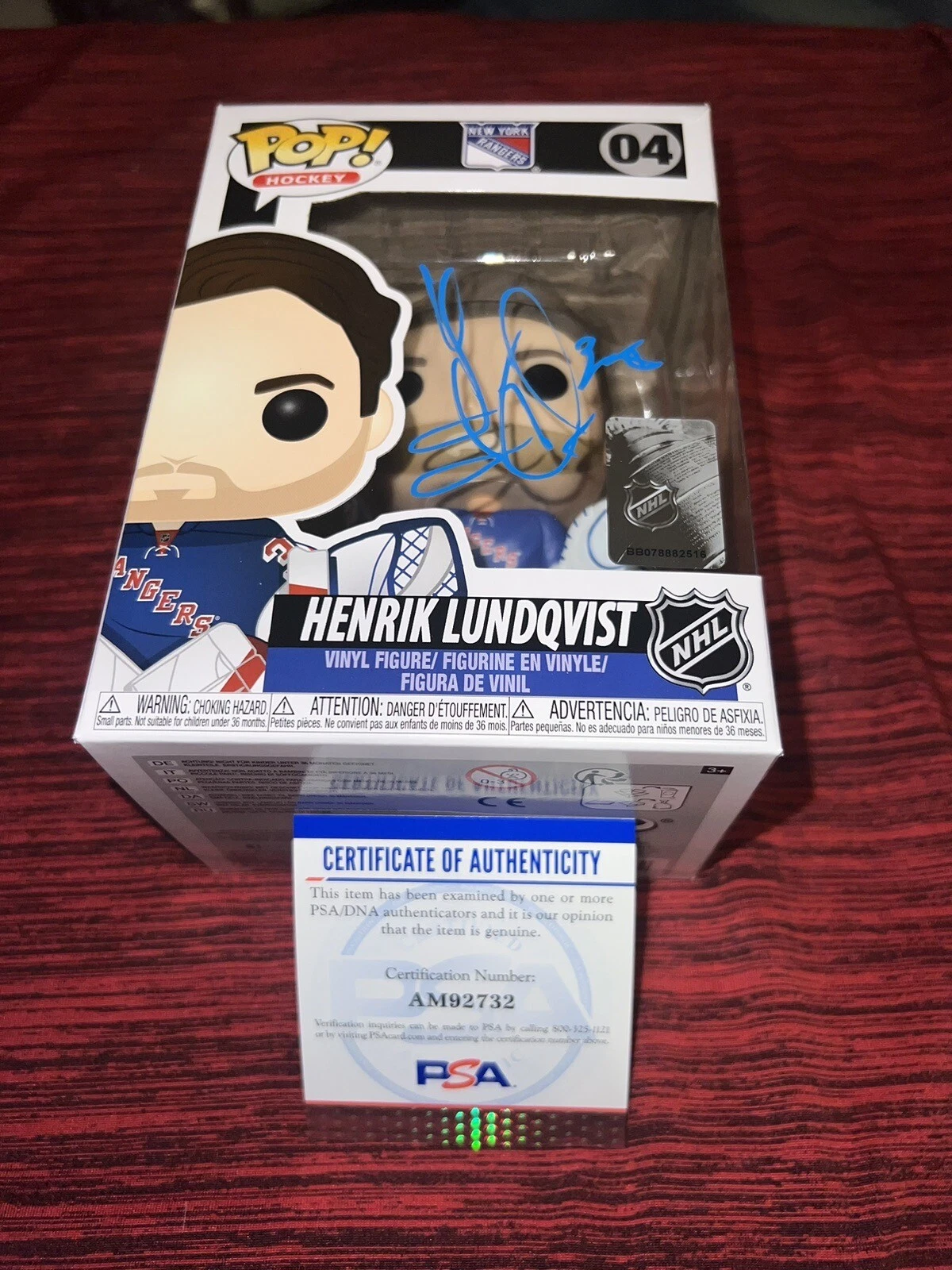 Henrik Lundqvist Signed Official Funko Pop Figure New York Rangers PSA/DNA