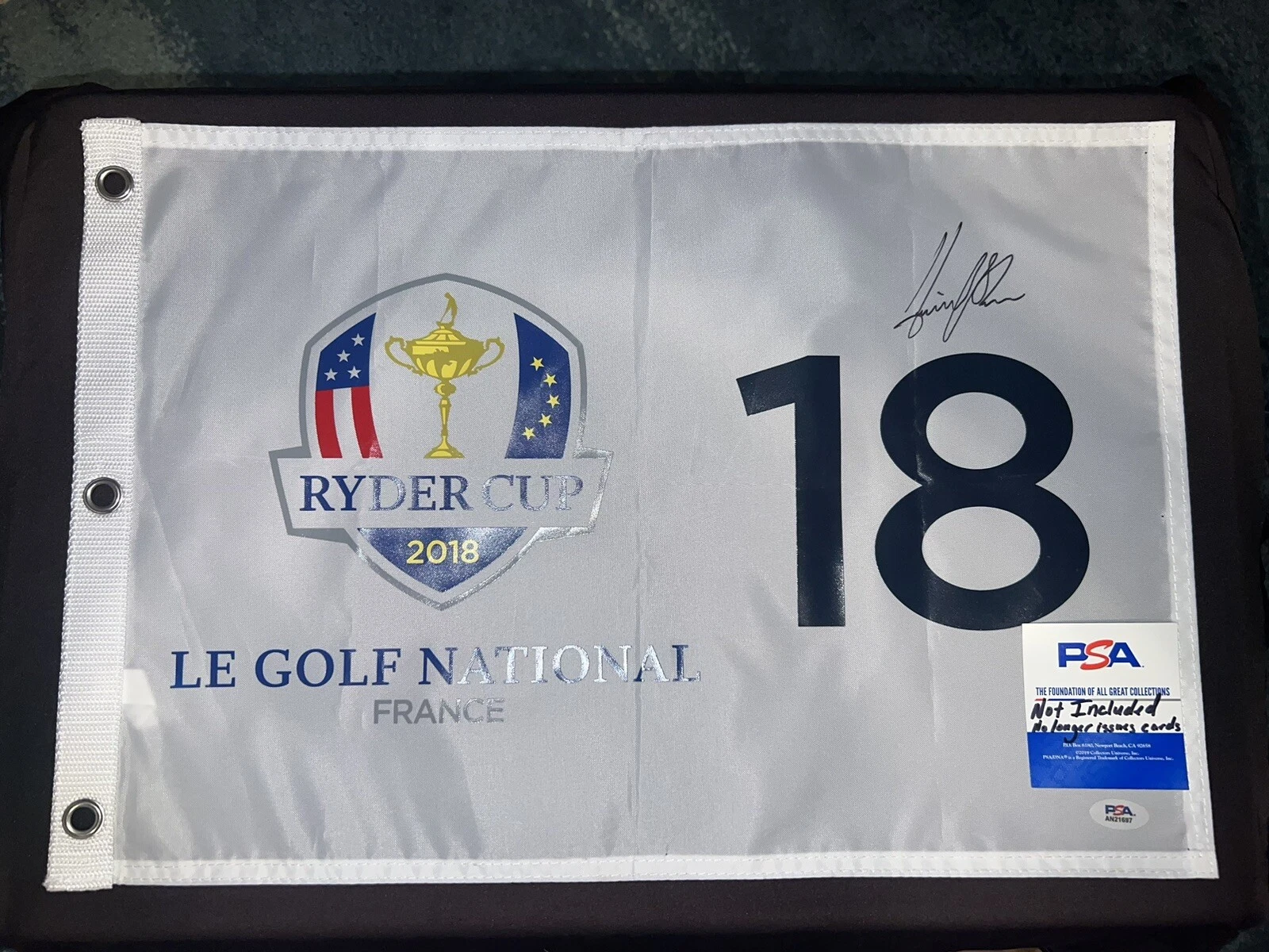 Henrik Stenson Official 2018 Ryder Cup Flag Or Golf National Champion PSA/DNA
