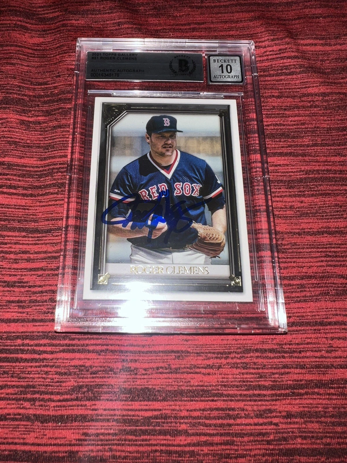 Roger Clemens Signed 2021 Topps Gallery Card Red Sox Yankees BAS Auto Grade 10