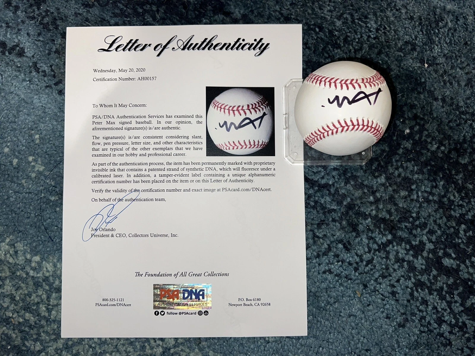 Peter Max Signed Official Major League Baseball World Famous Artist PSA/DNA LOA