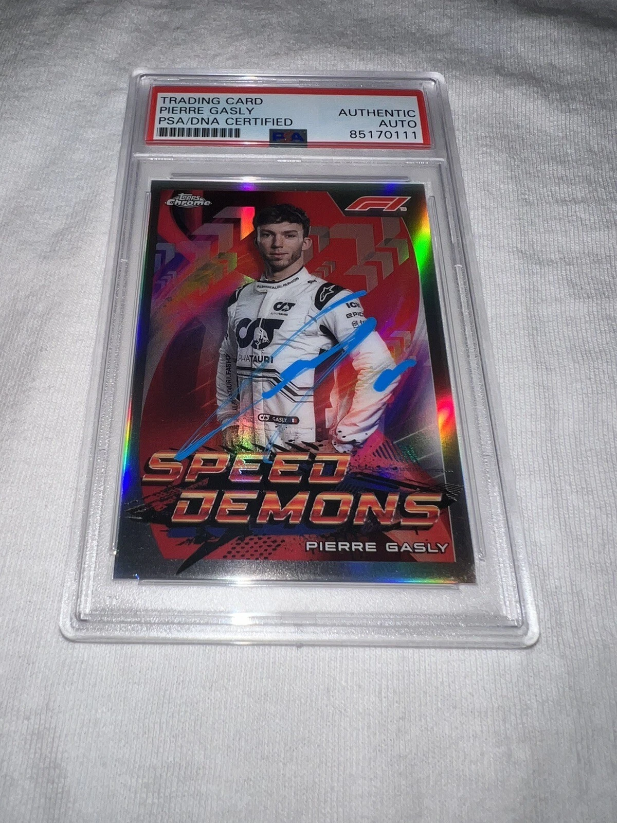 Pierre Gasly Signed 2022 Topps Chrome F1 Card Speed Demons Alphatauri PSA/DNA