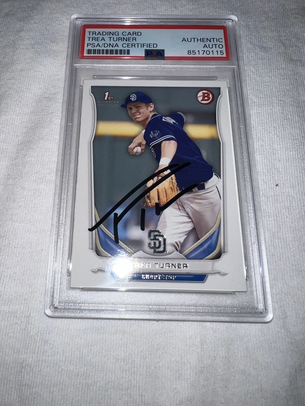 Trea Turner Signed 1st Bowman Trading Card 2014 Topps Phillies Nats PSA/DNA