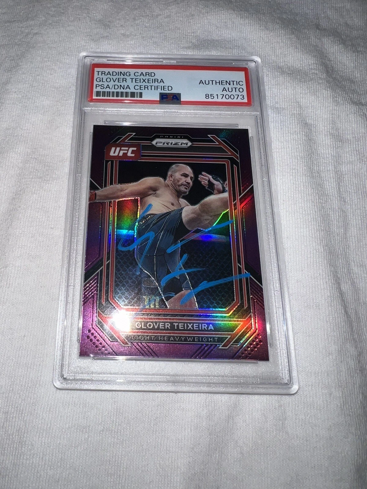 Glover Teixeira Signed 2023 Panini Prizm UFC Trading Card Purple 066/149 PSA/DNA