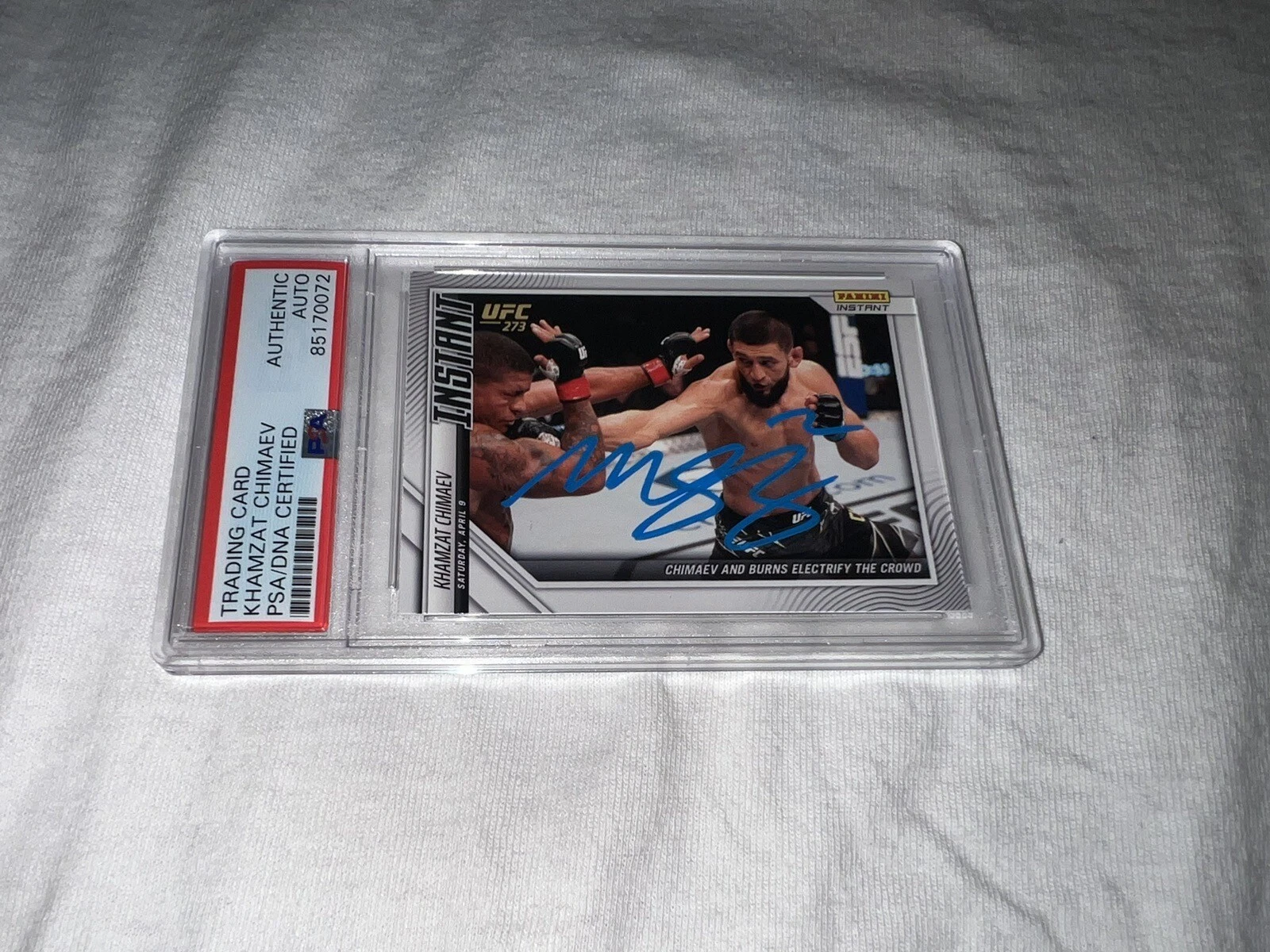 Khamzat Chimaev Signed 2022 Panini Instant UFC Trading Card PSA/DNA