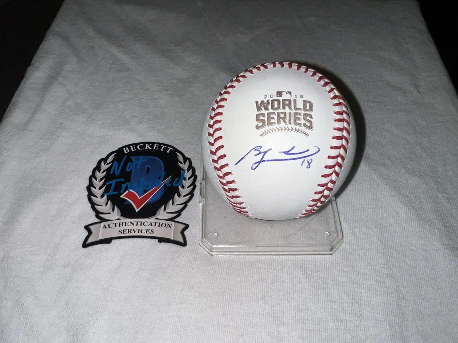 Ben Zobrist Signed Official 2016 World Series Baseball Chicago Cubs Beckett #6