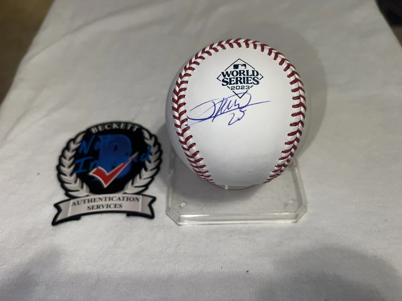 Jose Leclerc Signed Official 2023 World Series Baseball Texas Rangers Beckett #3