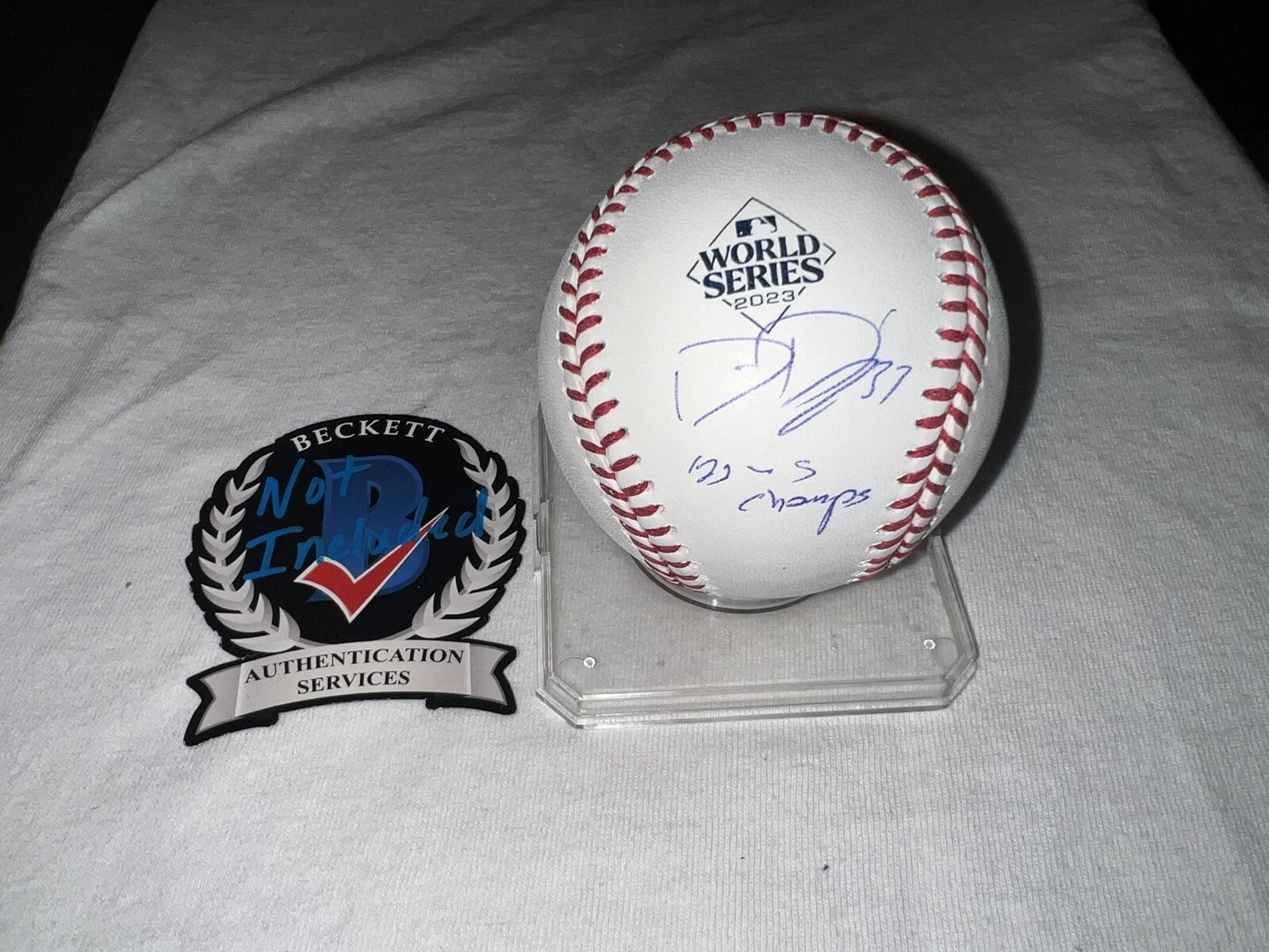 Dane Dunning Signed Official 2023 World Series Baseball Texas Rangers Beckett #4