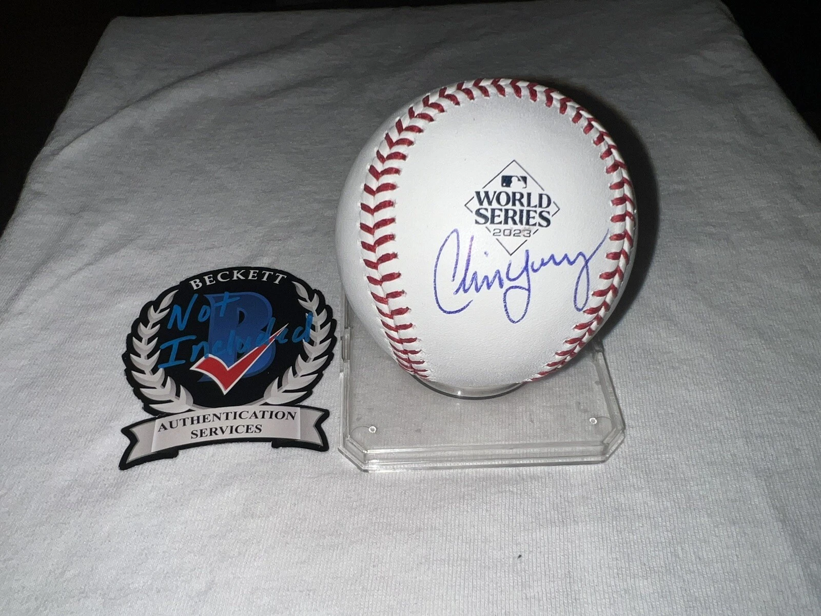 Chris Young Signed Official 2023 World Series Baseball Texas Rangers Beckett #2