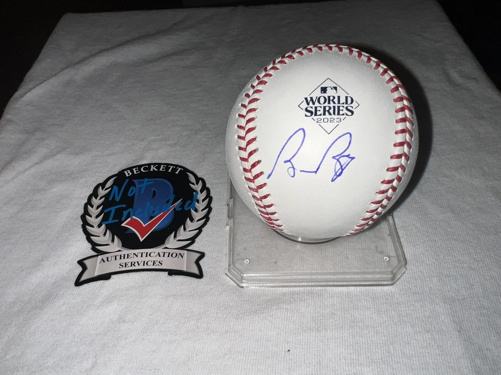 Bruce Bochy Signed Official 2023 World Series Baseball Texas Rangers Beckett #4