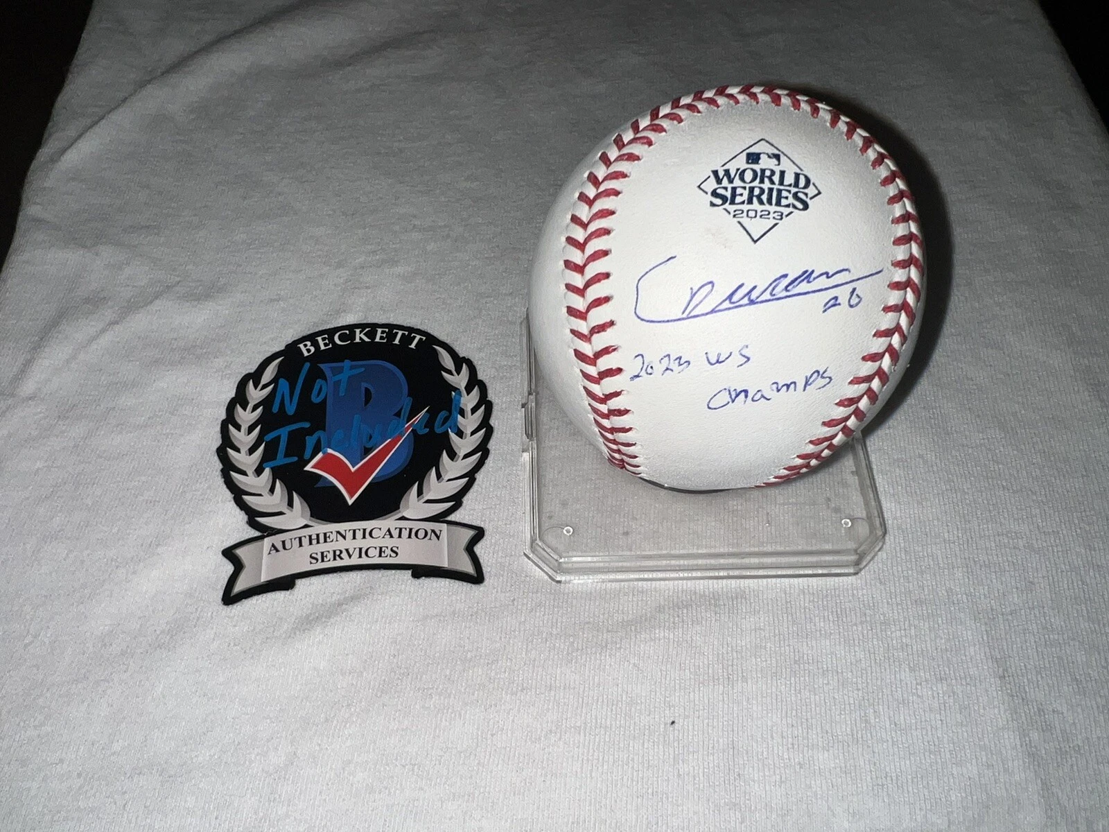 Ezequiel Duran Signed Official 2023 World Series Baseball Texas Rangers BAS #3