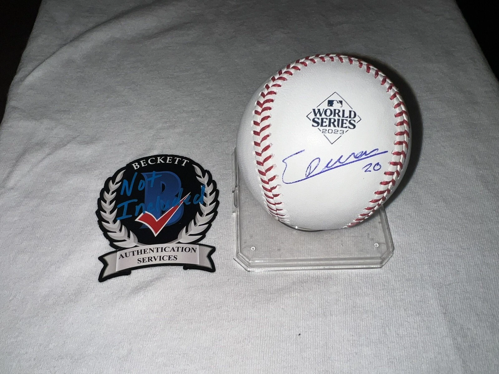 Ezequiel Duran Signed Official 2023 World Series Baseball Texas Rangers BAS #4