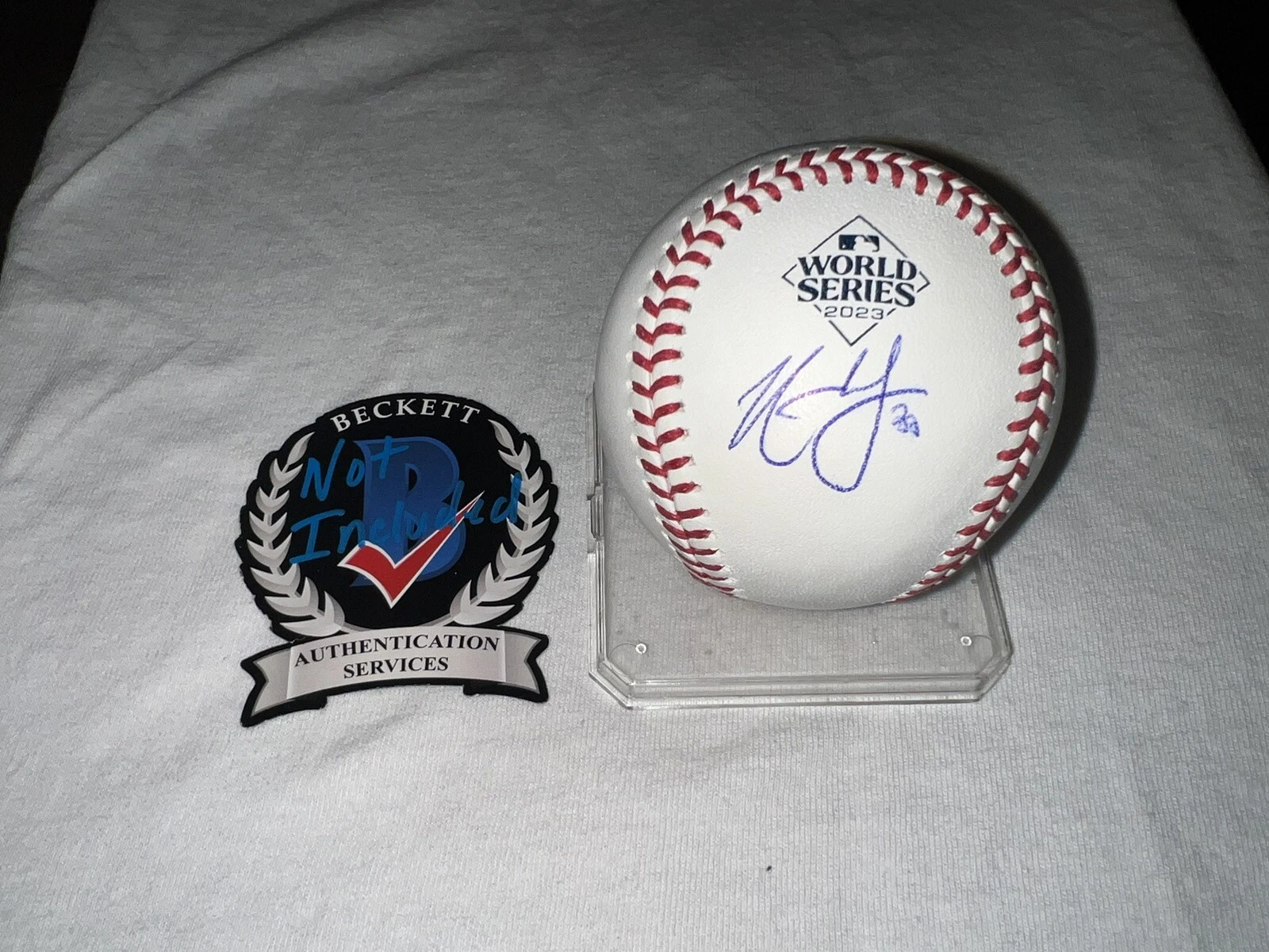Nathaniel Lowe Signed Official 2023 World Series Baseball Texas Rangers BAS #2