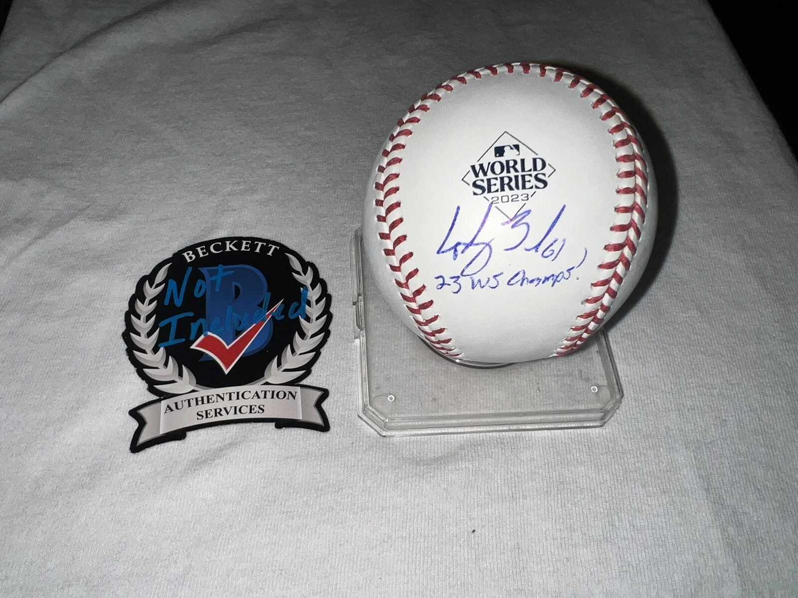 Cody Bradford Signed Official 2023 World Series Baseball Texas Rangers BAS #2