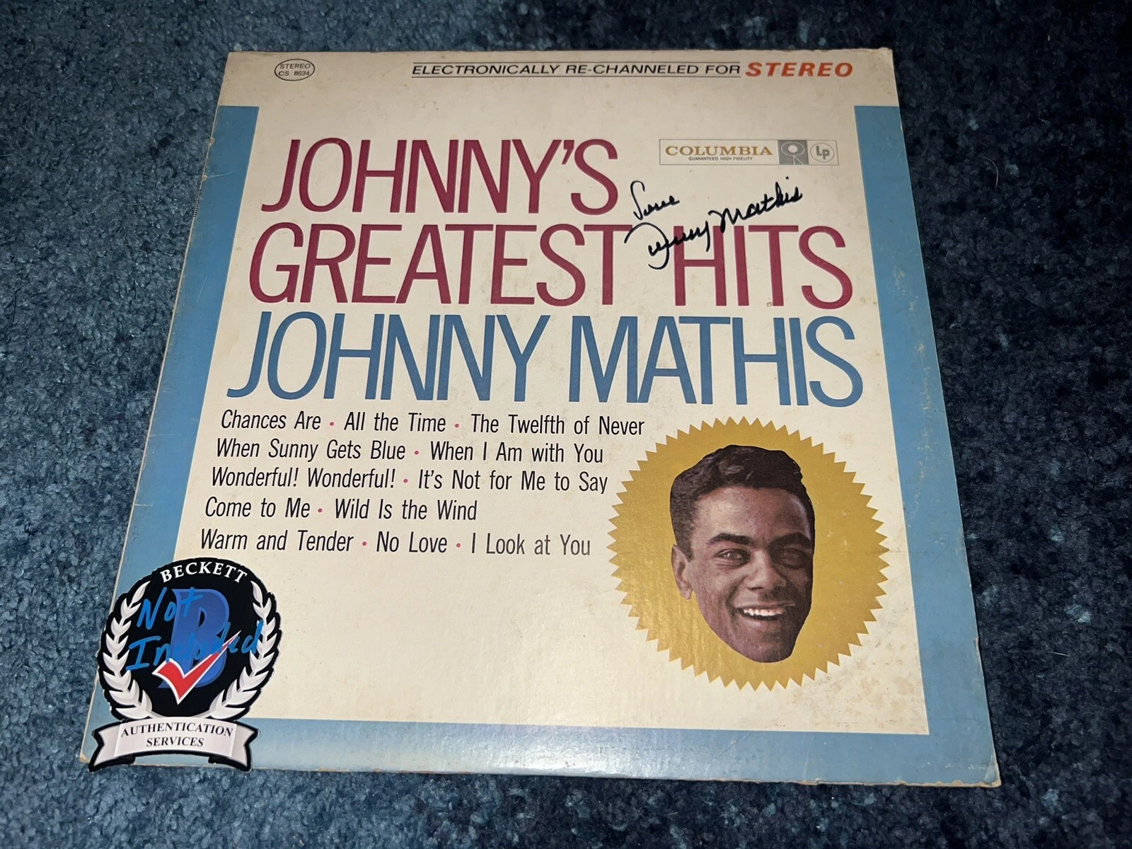 Johnny Mathis Signed Vinyl Album Johnnys Greatest Hits Legend Beckett #2