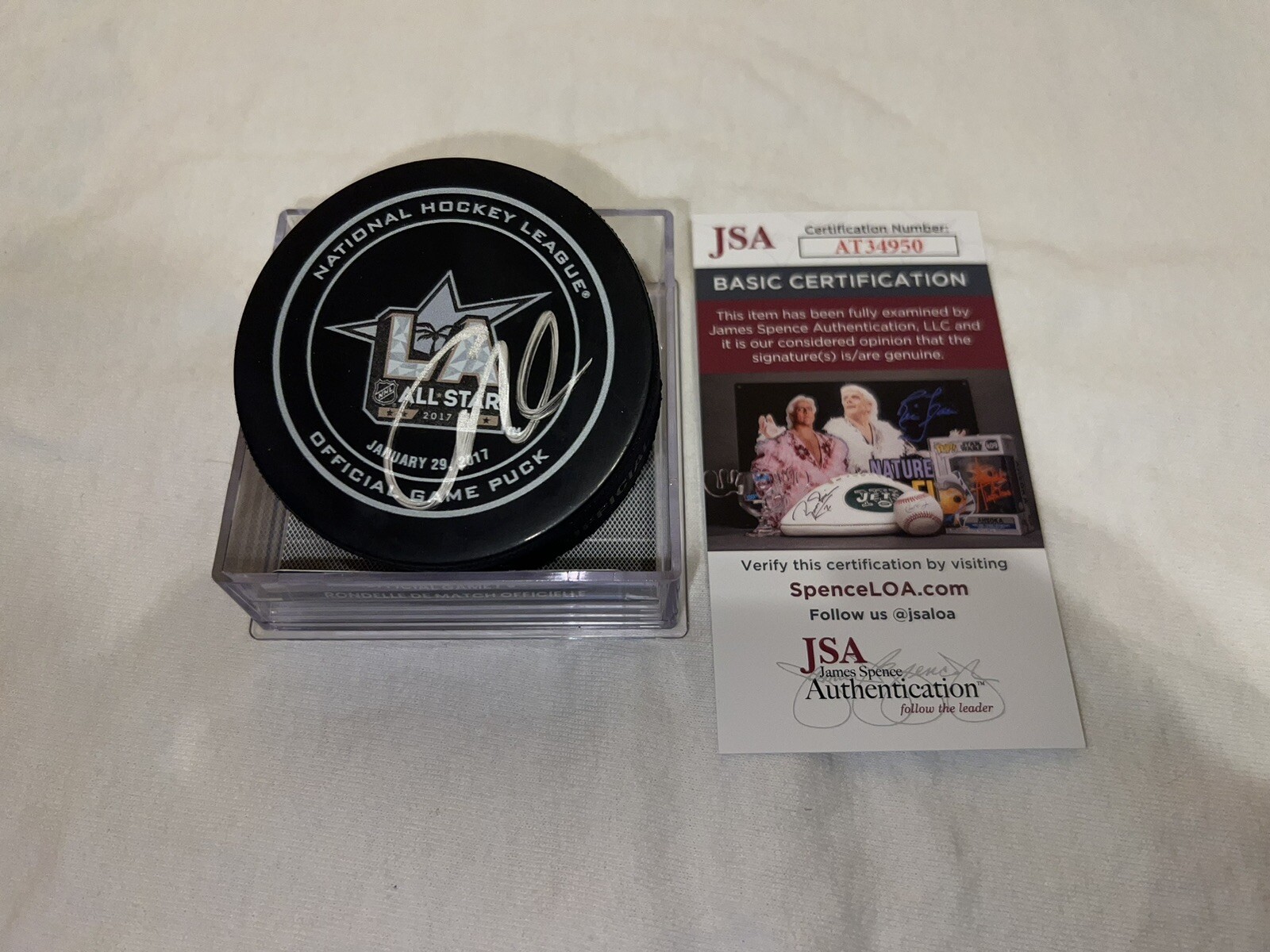 Connor McDavid Signed 2017 NHL All star Game Hockey Puck 1st ASG Oilers JSA Auth