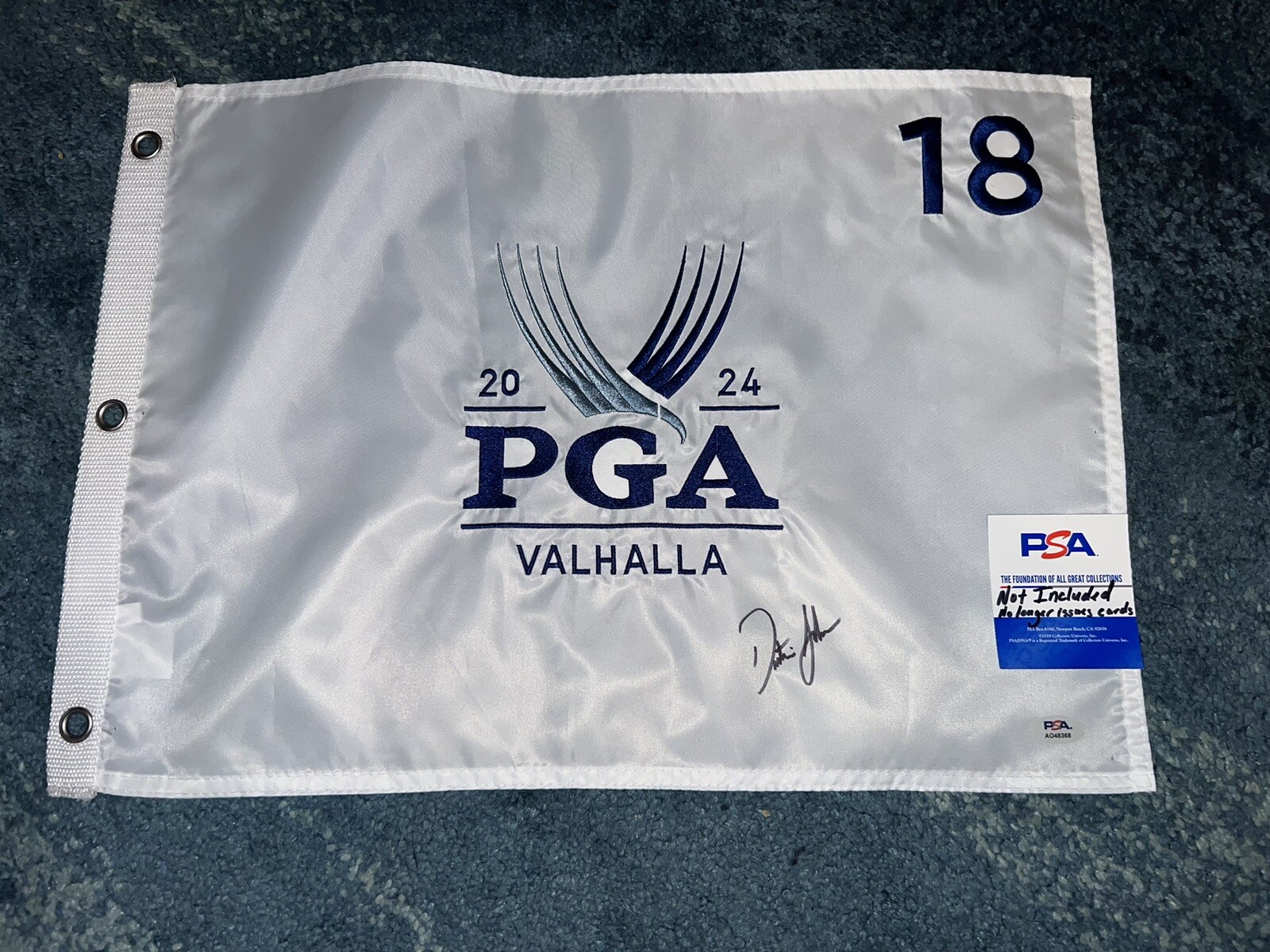 Dustin Johnson Signed Official 2024 PGA Championship Flag Valhalla Golf PSA #2