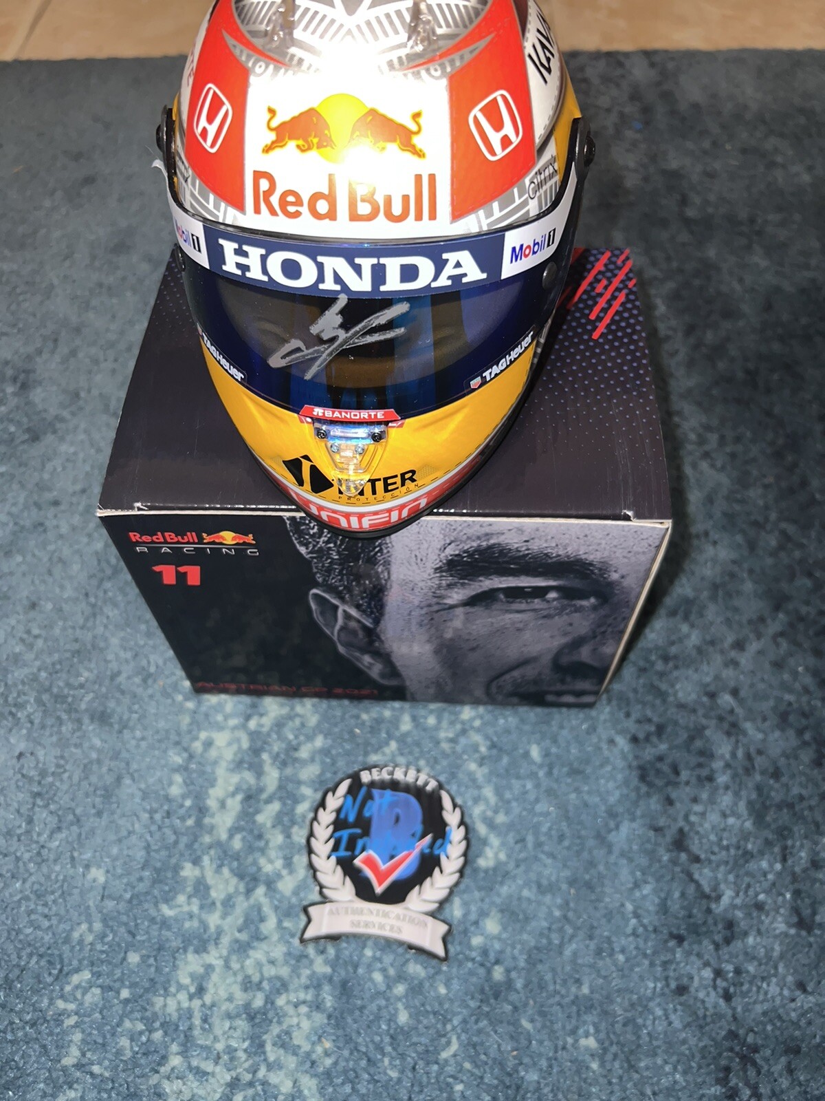 Sergio “Checo” Perez Signed Official 2021 Austrian GP Mini Helmet 1:2 Beckett #2