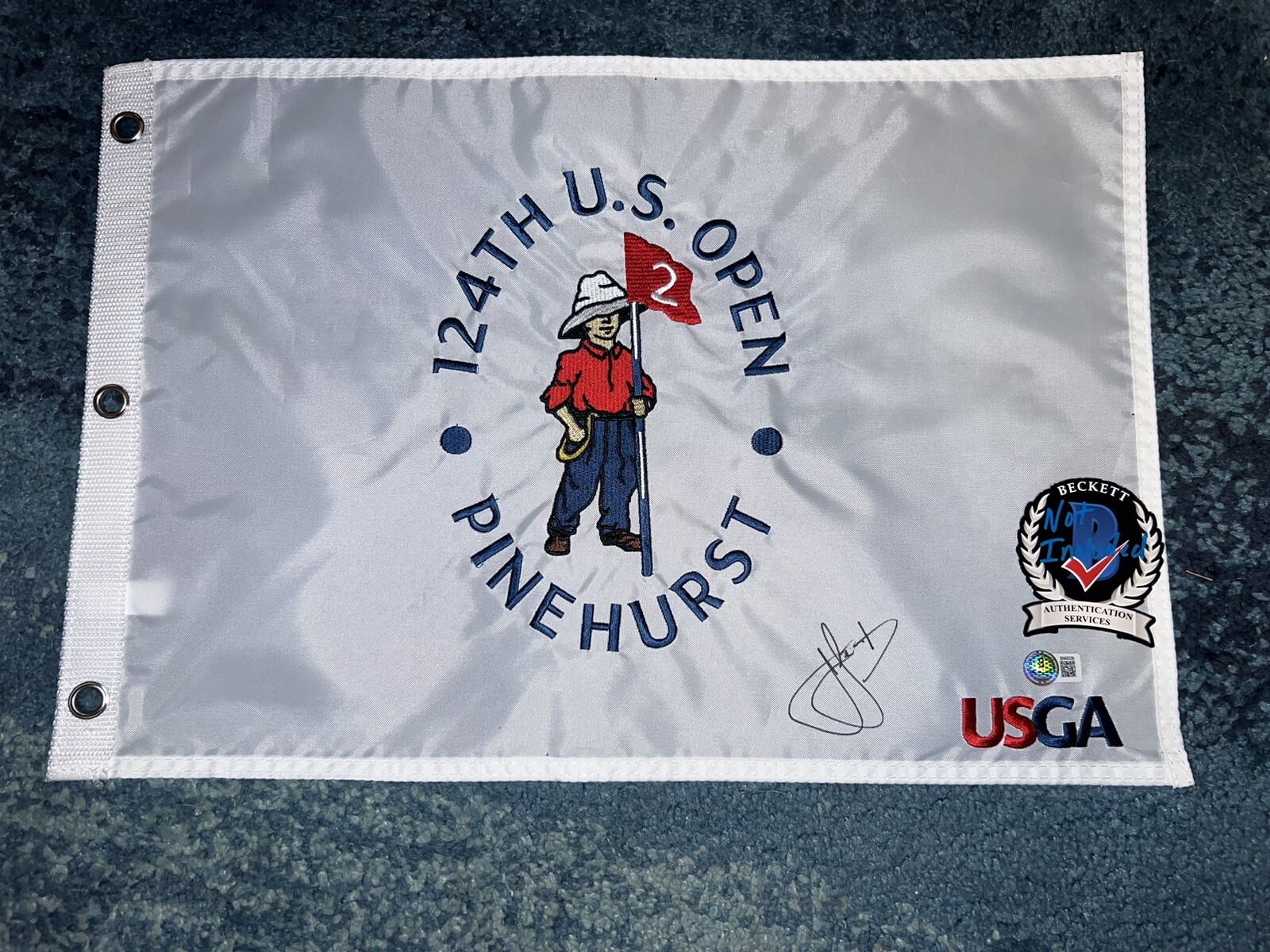 Cam Cameron Smith Signed Official 2024 US Open Championship Flag Pinehurst BAS 3