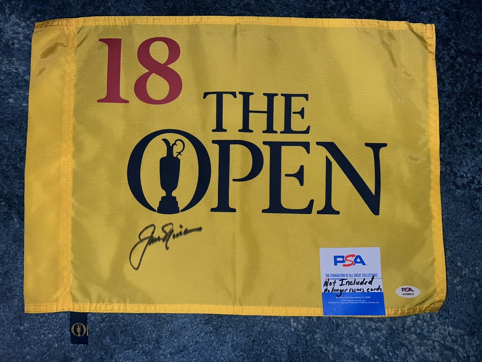 Jack Nicklaus Signed Official Undated Open Championship Flag British PSA/DNA