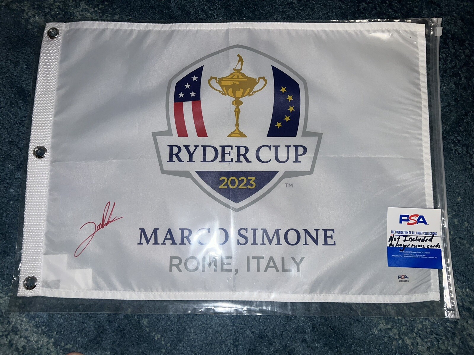Jon Rahm Signed Official 2023 Ryder Cup Flag Marco Simone Champ PSA/DNA #2