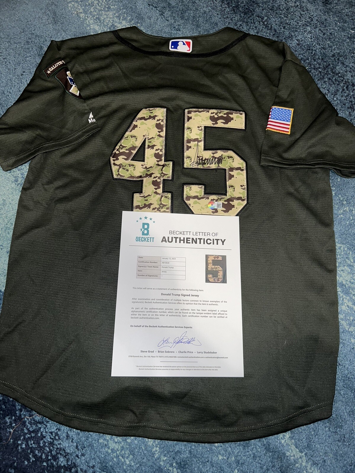 Donald Trump Signed #45 New York Yankees Memorial Day Jersey MAGA Beckett