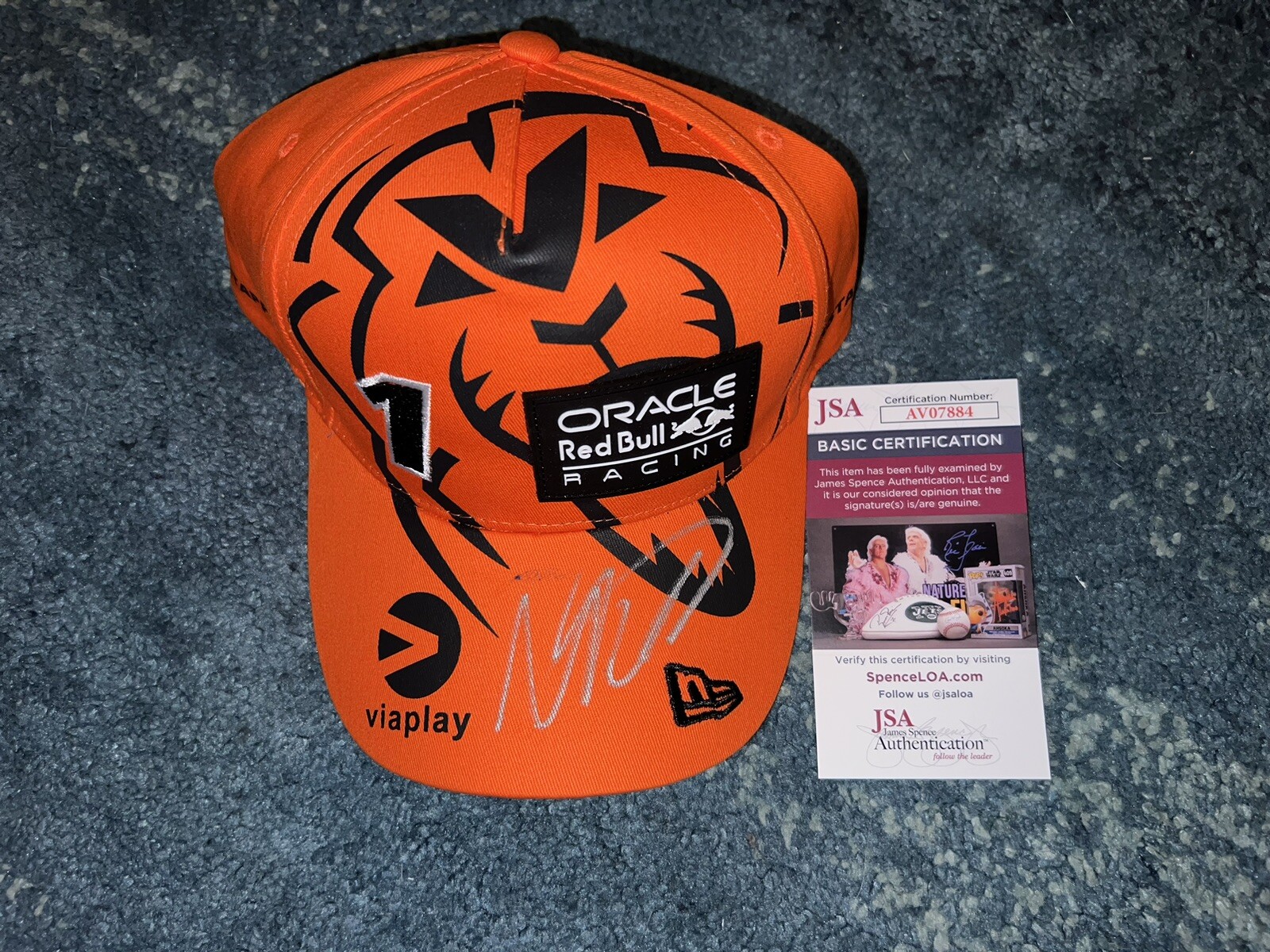 Max Verstappen Signed Orange Army Red Bull Hat 3x F1 Champ JSA Auth #4