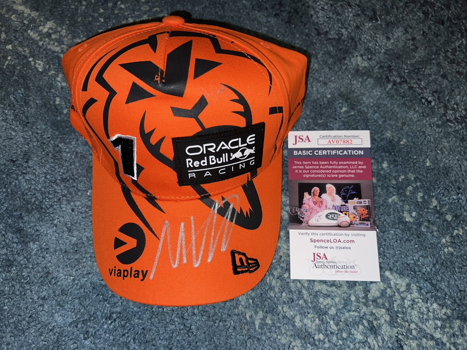 Max Verstappen Signed Orange Army Red Bull Hat 3x F1 Champ JSA Auth #5