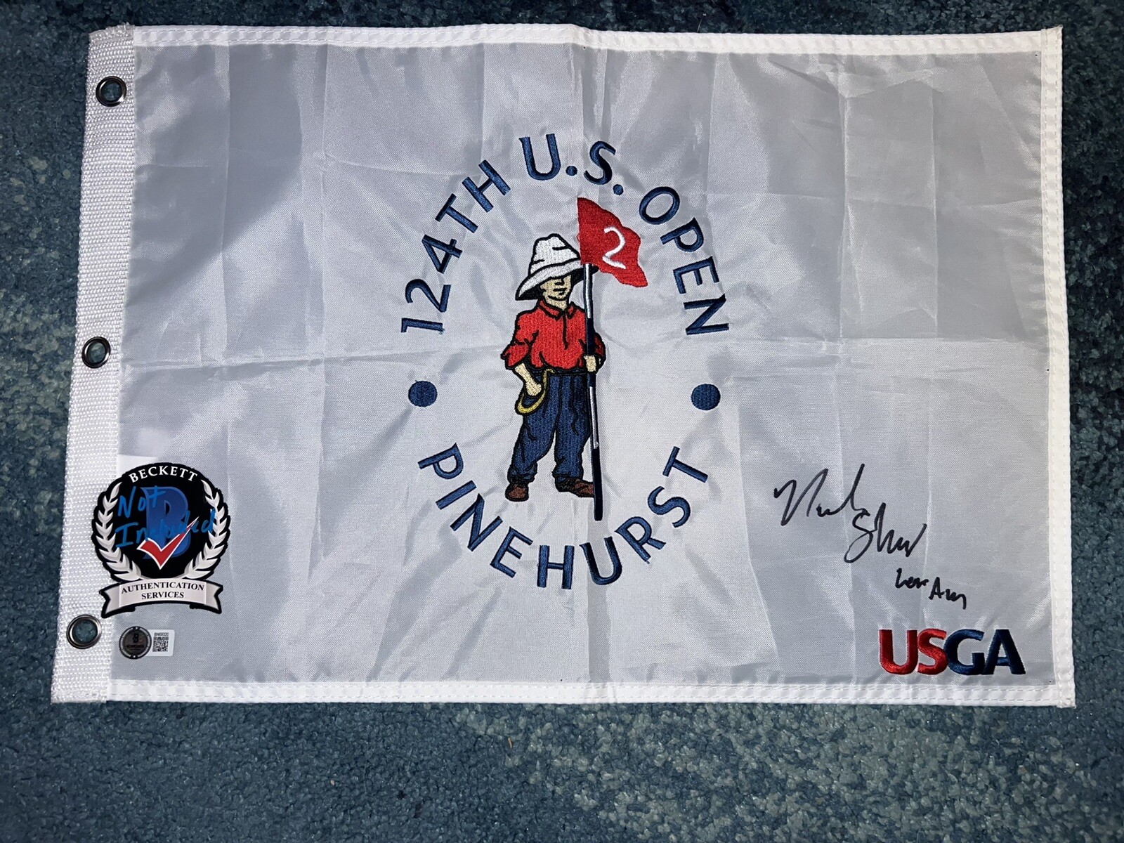 Neal Shipley Signed Official 2024 US Open Championship Flag Pinehurst Low Am BAS