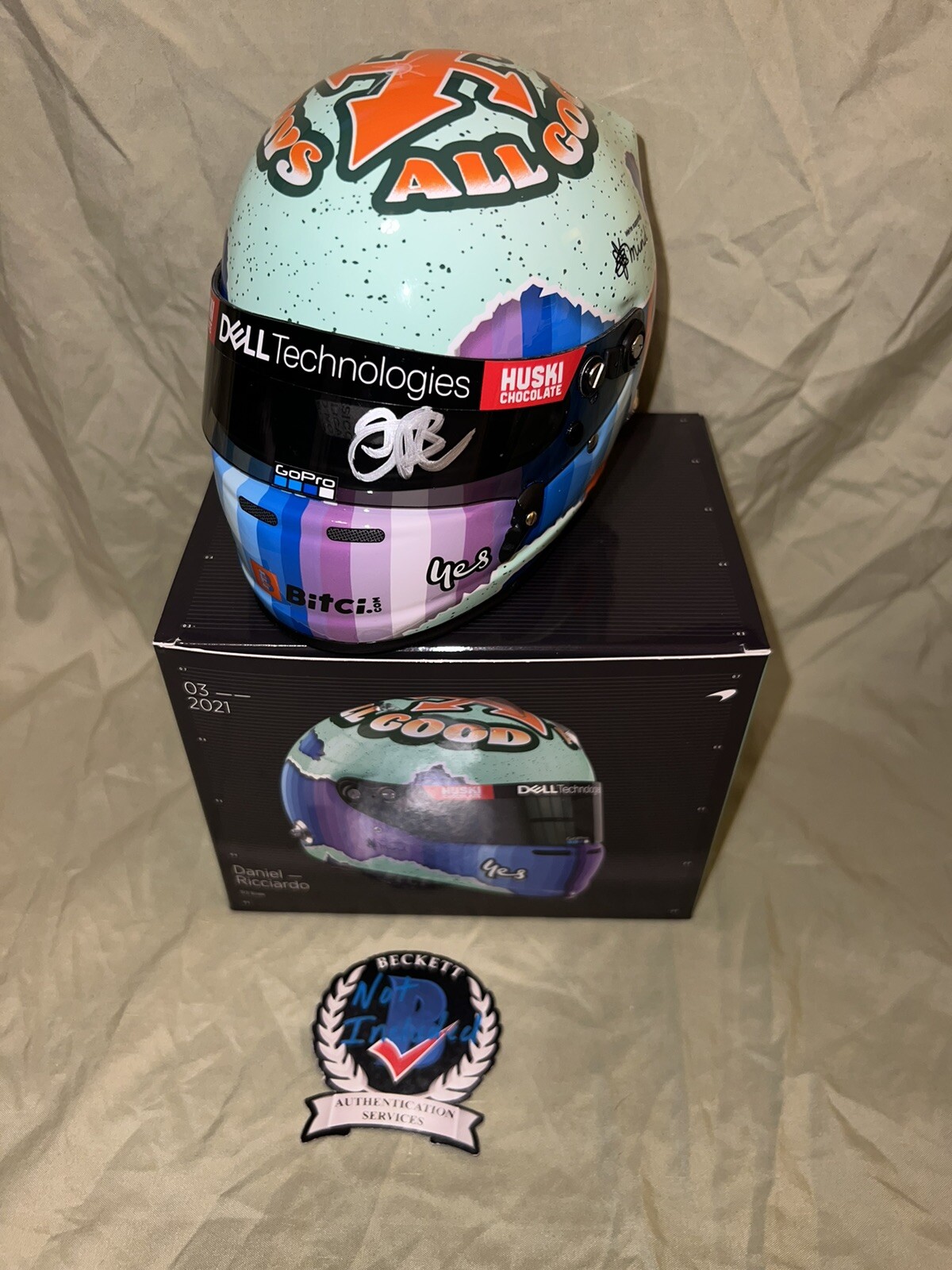 Daniel Ricciardo Signed Official 2021 Season 1:2 Mini Helmet Mclaren Beckett